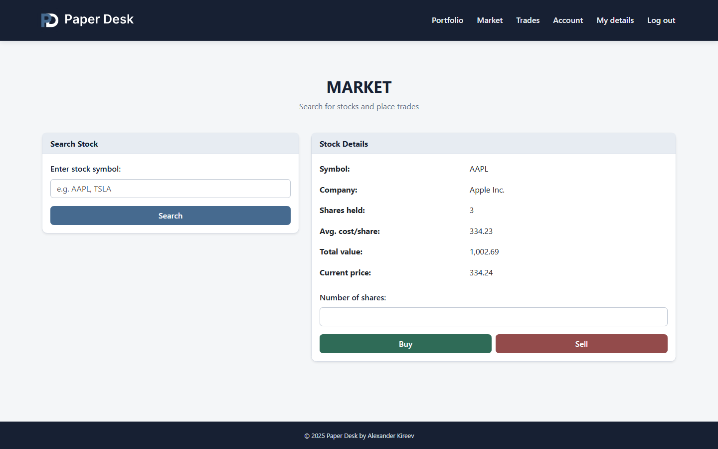 Paper Desk market page